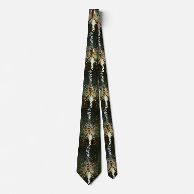 black golden yellow garden spider neck tie (Front)