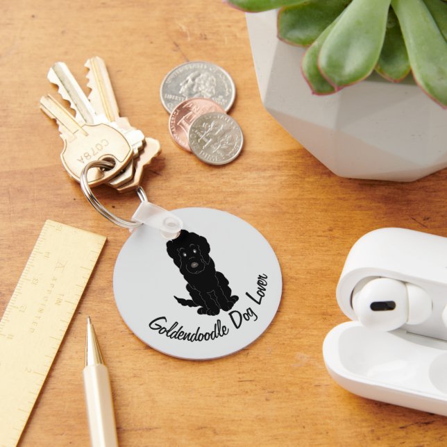 Black Goldendoodle Design Any Colour Background Keychain (Desk)