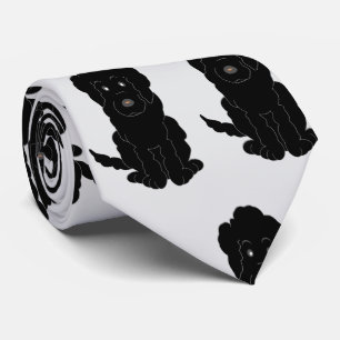 Black Goldendoodle Design Any Colour Background Neck Tie