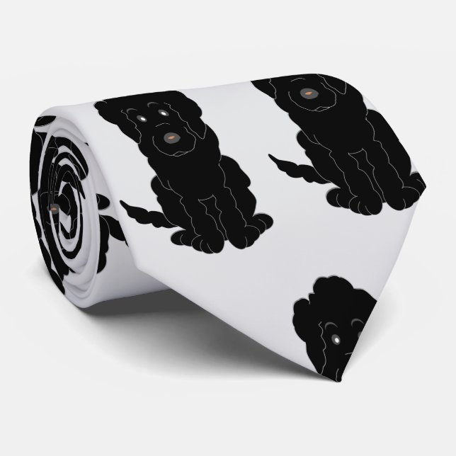 Black Goldendoodle Design Any Colour Background Neck Tie (Rolled)