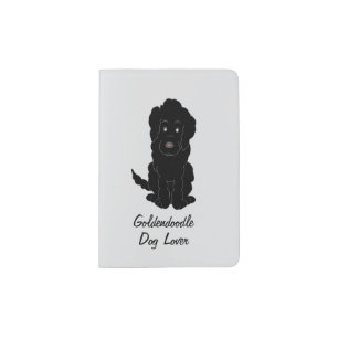 Black Goldendoodle Design Any Colour Background Passport Holder