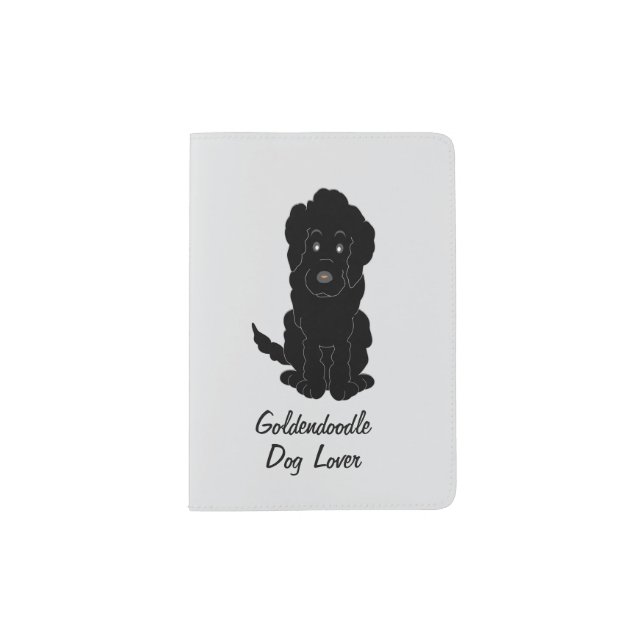 Black Goldendoodle Design Any Colour Background Passport Holder (Front)