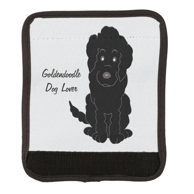 Black Goldendoodle Dog Any Colour Background Luggage Handle Wrap (Front)