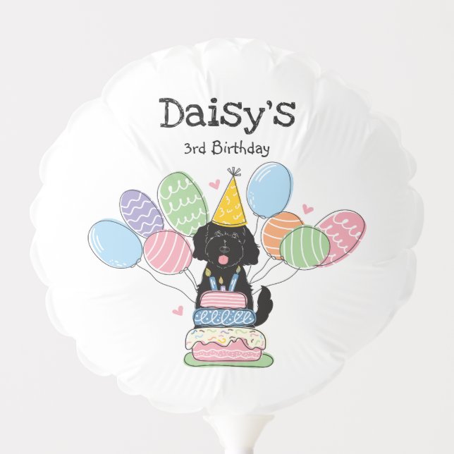Black Goldendoodle Dog Birthday Party Balloon (Front)