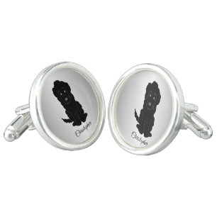 Black Goldendoodle Dog Design Cufflinks