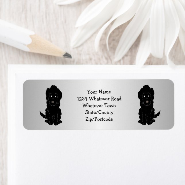 Black Goldendoodle Dog Design Return Address Label (Insitu)