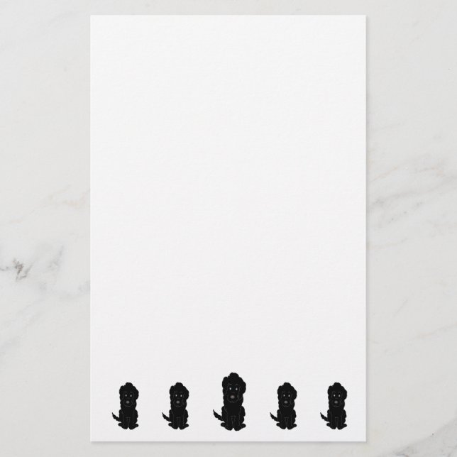 Black Goldendoodle Dog Design Stationery (Front)