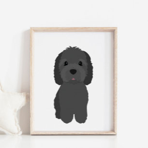 Black GoldenDoodle Dog Nursery & Kids Decor Poster