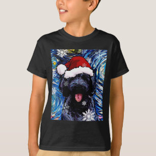 Black Goldendoodle Labradoodle Santa Dog Christmas T-Shirt
