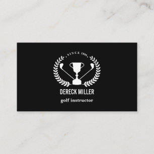 Black Golf Cup Logo Golf Professional Instructor Business Card