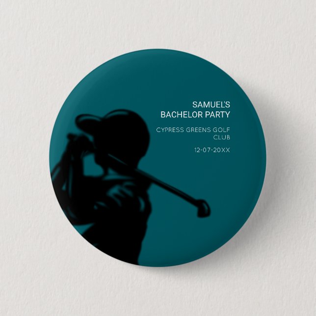 Black golfer Golfing Trip Bachelor Party minimal  Button (Front)