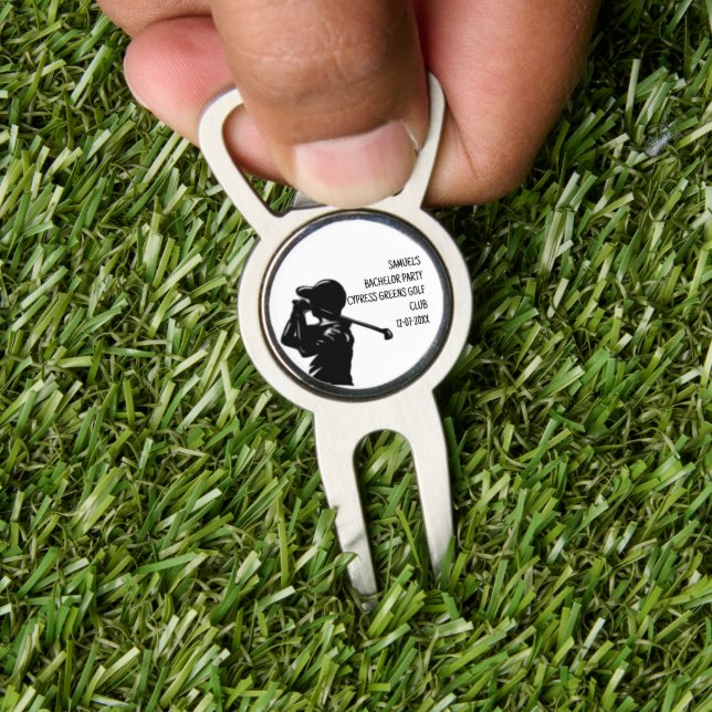 Black golfer Golfing Trip Bachelor Party minimal  Divot Tool (Insitu 1)