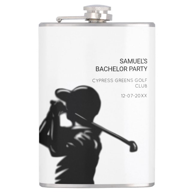 Black golfer Golfing Trip Bachelor Party minimal  Flask (Front)