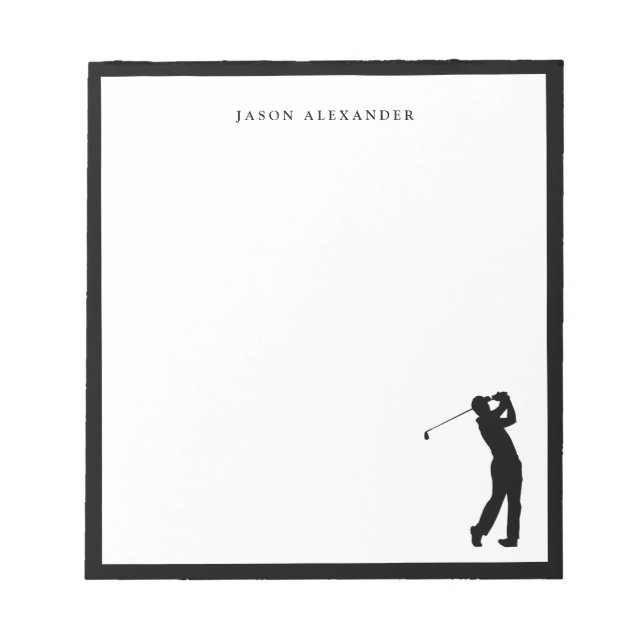 Black Golfer Silhouette Personalized  Notepad (Front)