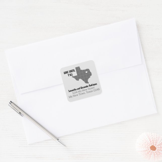 Black Gone South, Y'All Moving Square Sticker (Envelope)