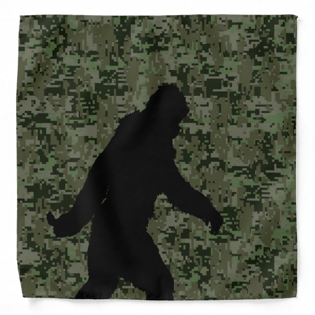 Black Gone Squatchin Woodland Digital Camouflage Bandana (Front)