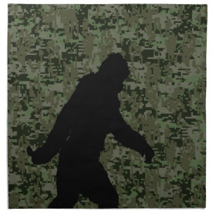 Black Gone Squatchin Woodland Digital Camouflage Cloth Napkin