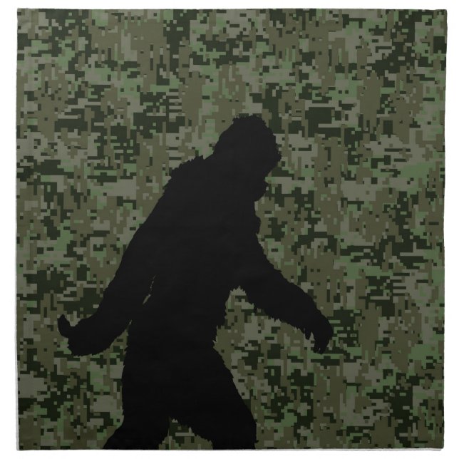 Black Gone Squatchin Woodland Digital Camouflage Cloth Napkin (Front)