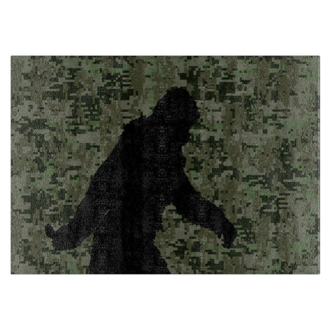 Black Gone Squatchin Woodland Digital Camouflage Cutting Board (Front)