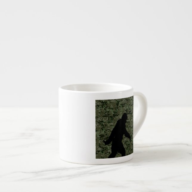Black Gone Squatchin Woodland Digital Camouflage Espresso Cup (Front Right)