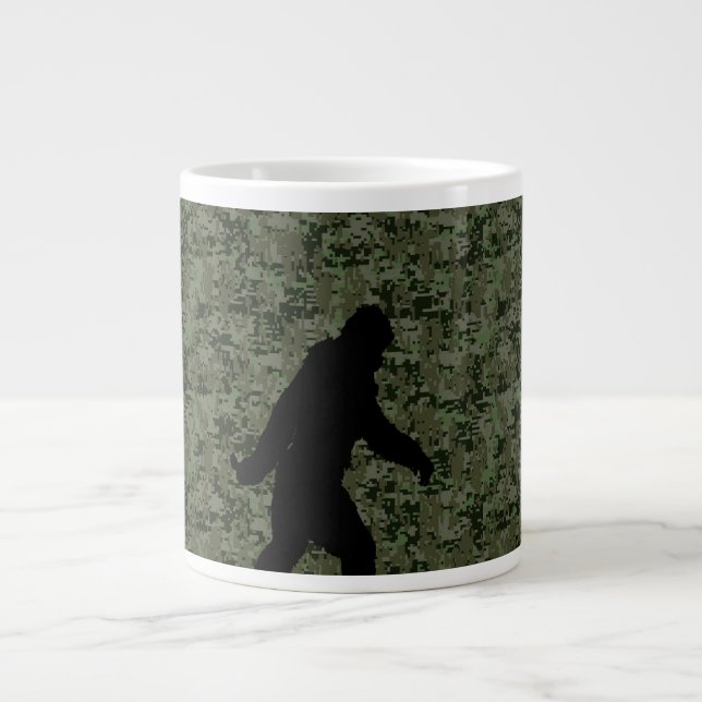 Black Gone Squatchin Woodland Digital Camouflage Giant Coffee Mug (Front)