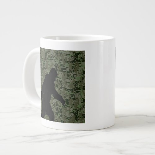 Black Gone Squatchin Woodland Digital Camouflage Large Coffee Mug