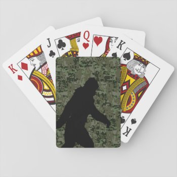 Black Gone Squatchin Woodland Digital Camouflage Playing Cards by MustacheShoppe at Zazzle