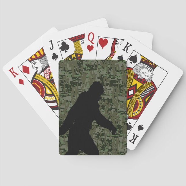 Black Gone Squatchin Woodland Digital Camouflage Poker Cards (Back)