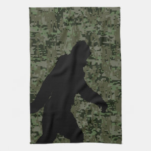 Black Gone Squatchin Woodland Digital Camouflage Towel