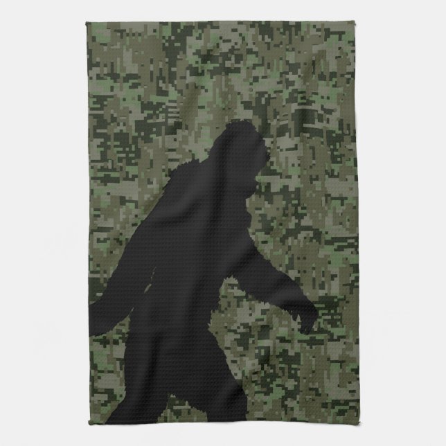 Black Gone Squatchin Woodland Digital Camouflage Towel (Vertical)