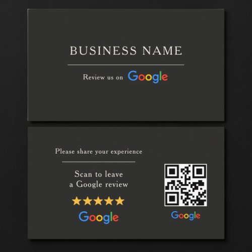 Black Google Review QR Code Business Card