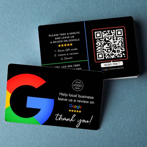  Black Google Reviews  Business Review Us QR Code Business Card