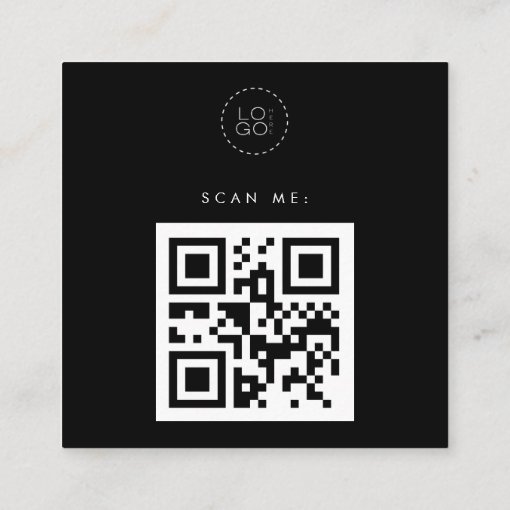 Black Google Reviews Custom Business Logo QR Code Square Business Card Zazzle