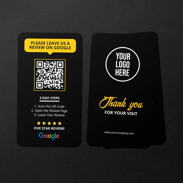 Black Google Reviews QR Code Business Review Link  Card (Creator Uploaded)
