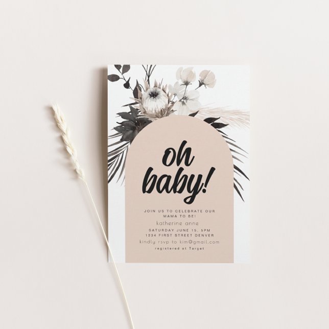 Black Goth Boho Baby Shower Party Invite (Creator Uploaded)