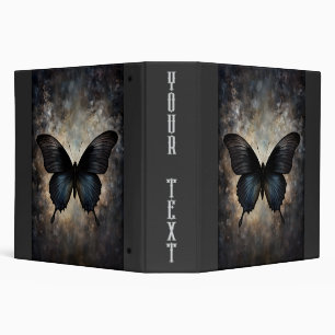 Black Goth Butterfly 3 Ring Binder