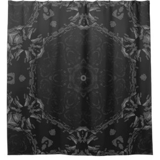 Black Goth Filigree Victorian Print Shower Curtain