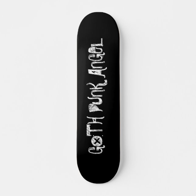 BLACK, GOTH PUNK ANGEL SKATEBOARD DECK (Front)
