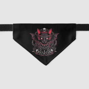 Black Goth Sphynx Cat With Skulls Gothic Pet Bandana Collar