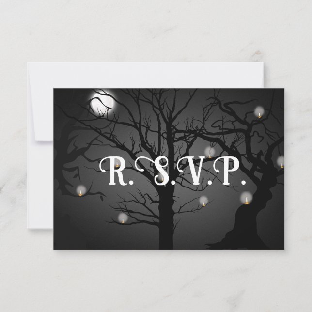 Black Goth Wedding RSVP  Invitation (Front)