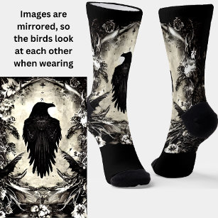 Black Goth with Crow Raven Socks