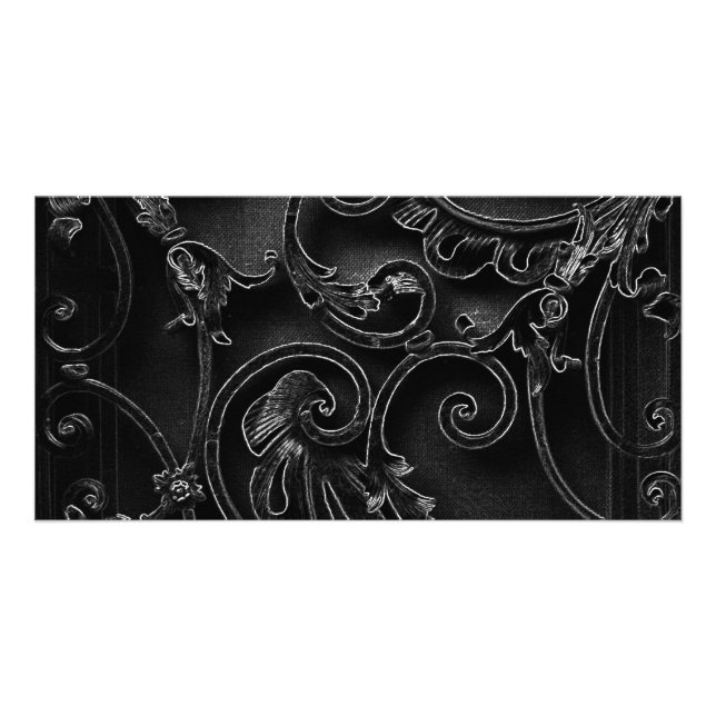 Black gothic baroque swirl pattern card (Front)