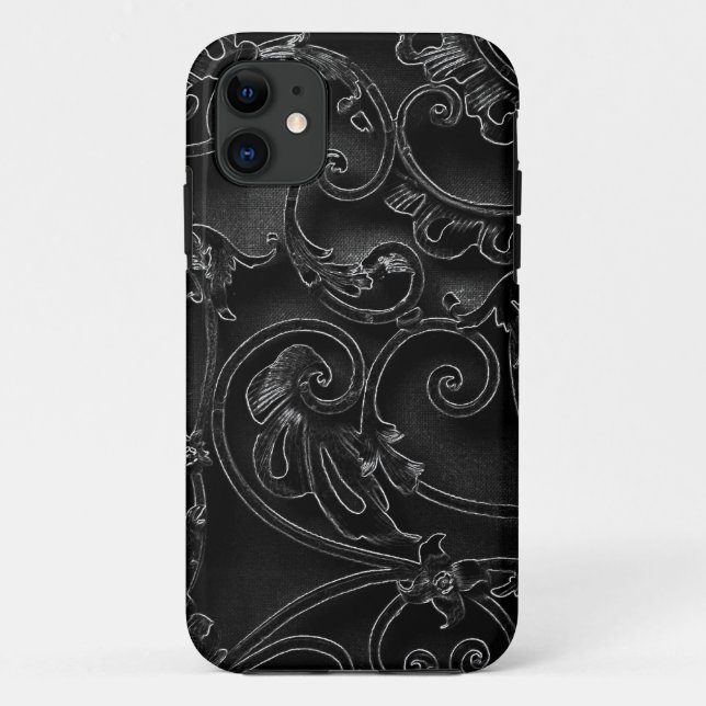 Black gothic baroque swirl pattern Case-Mate iPhone case (Back)