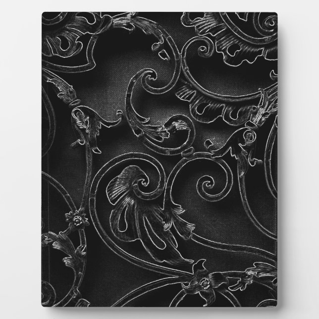 Black gothic baroque swirl pattern plaque (Front)
