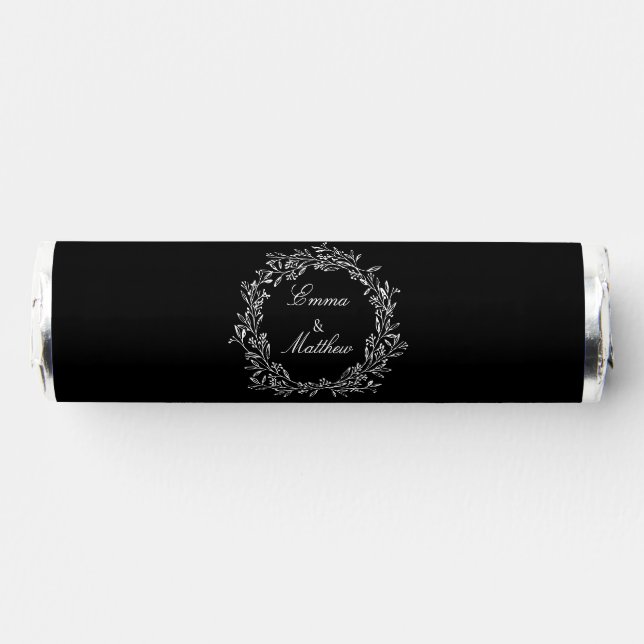 Black Gothic Botanical Monogram Wreath Breath Savers® Mints (Front)