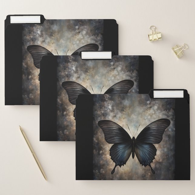 Black Gothic Butterfly File Folder (Set)