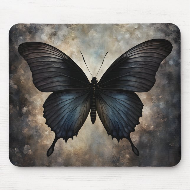 Black Gothic Butterfly Mouse Pad (Front)