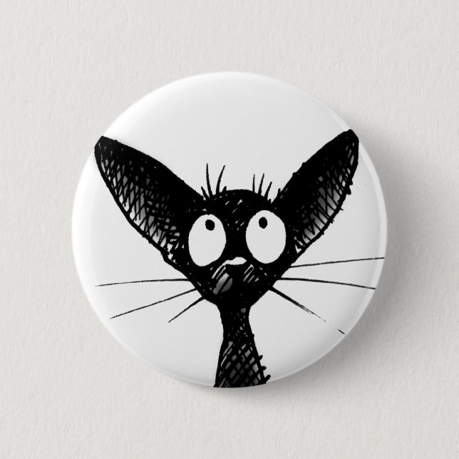 black gothic cat button badge (Front)