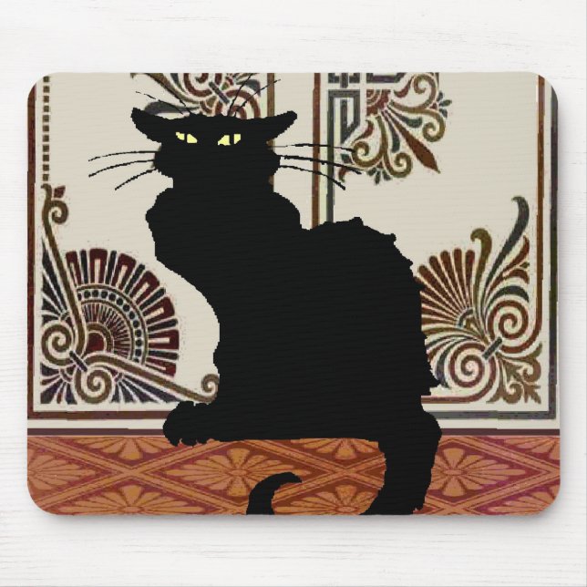 Black Gothic Cat Style Design, Chat Noir Mouse Pad (Front)