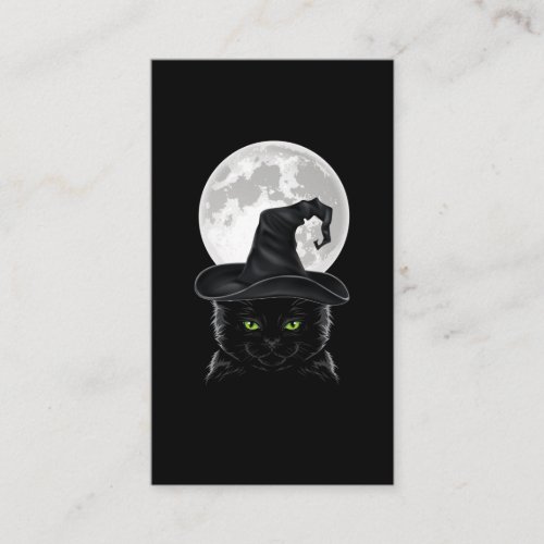 Black Gothic Cat Witch Hat Moon Pastel Goth Business Card